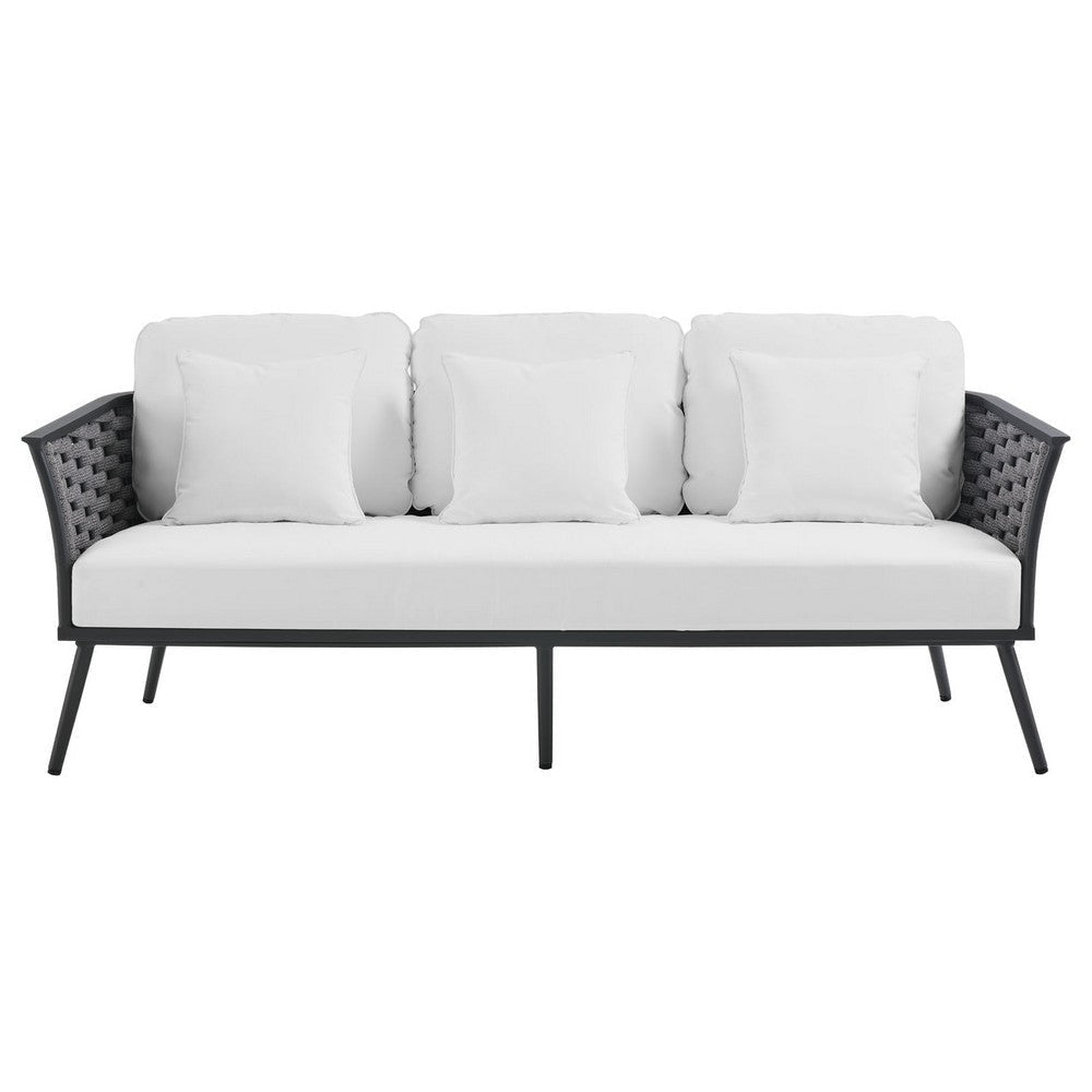 Modway EEI-3020-GRY-WHI Outdoor Patio Sofa Gray White MDY-EEI-3020-GRY-WHI