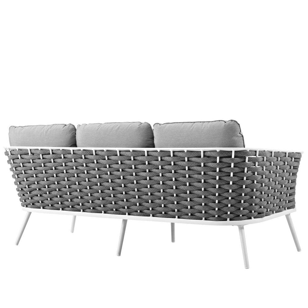 Modway Stance Outdoor Patio Contemporary Modern Woven Rope Sofa In White Gray MDY-EEI-3020-WHI-GRY