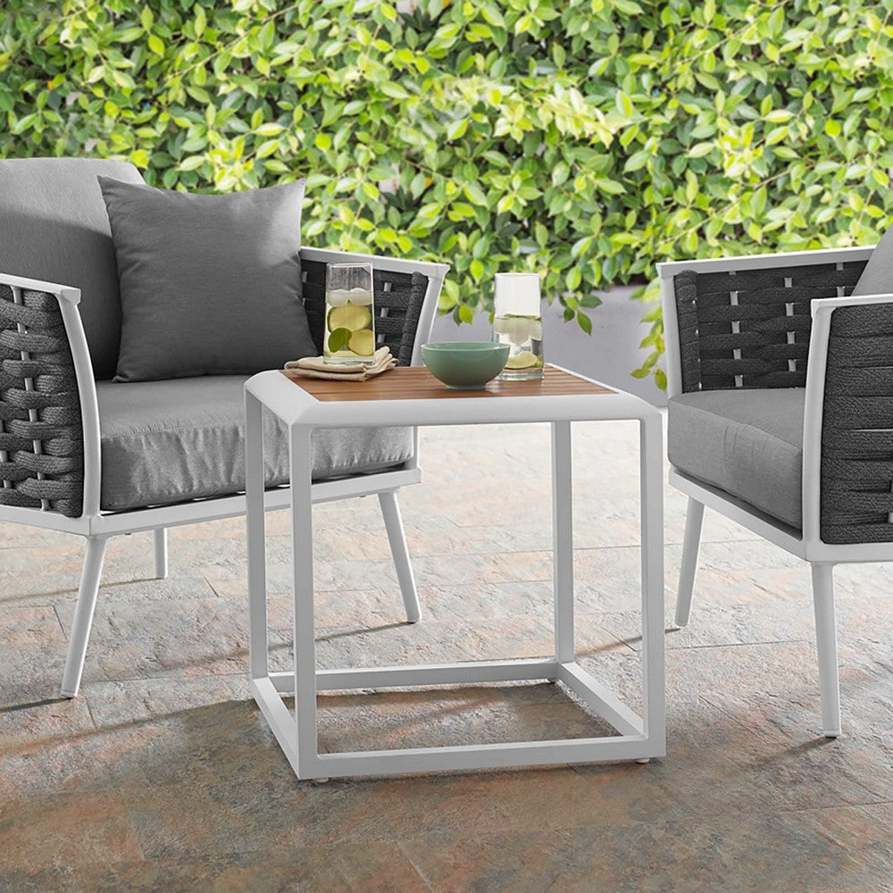 Stance Outdoor Patio Aluminum Side Table - No Shipping Charges MDY-EEI-3022-WHI-NAT