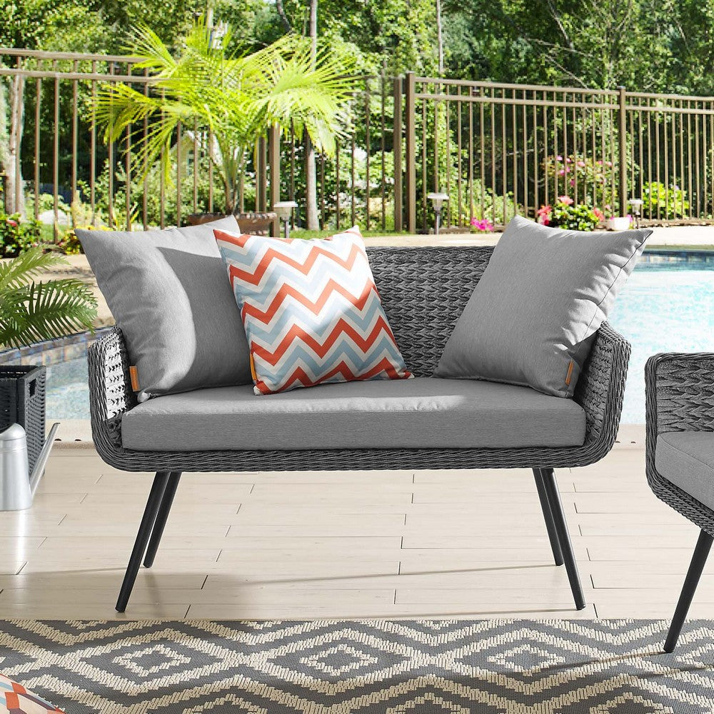 Endeavor Outdoor Patio Wicker Rattan Loveseat - No Shipping Charges MDY-EEI-3024-GRY-GRY