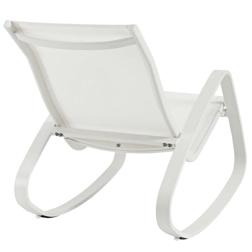 Modway Traveler Outdoor Patio Aluminum Mesh Rocking Sling Lawn Chair Glider in White White MDY-EEI-3027-WHI-WHI