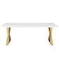 Modway Sector 87’’ Modern Dining Table with Gold Stainless Steel Metal X-Base in White Gold MDY-EEI-3034-WHI