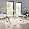 Modway Sector 87’’ Modern Dining Table with Gold Stainless Steel Metal X-Base in White Gold MDY-EEI-3034-WHI