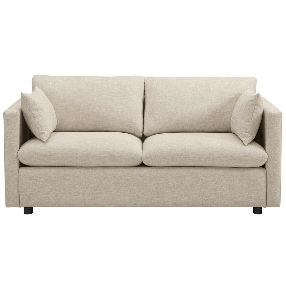 Modway Activate Contemporary Modern Fabric Upholstered Apartment Sofa Couch In Beige