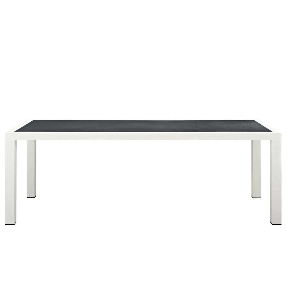 Modway Stance 91’’ Outdoor Patio Modern Spray Stone Glass Aluminum Dining Table in White Gray MDY-EEI-3052-WHI-GRY