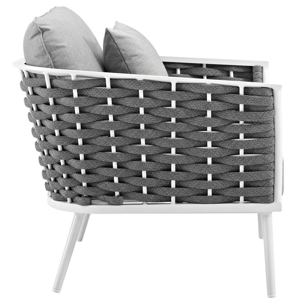 Modway Stance Outdoor Patio Woven Rope Arm Chair in White Gray MDY-EEI-3054-WHI-GRY