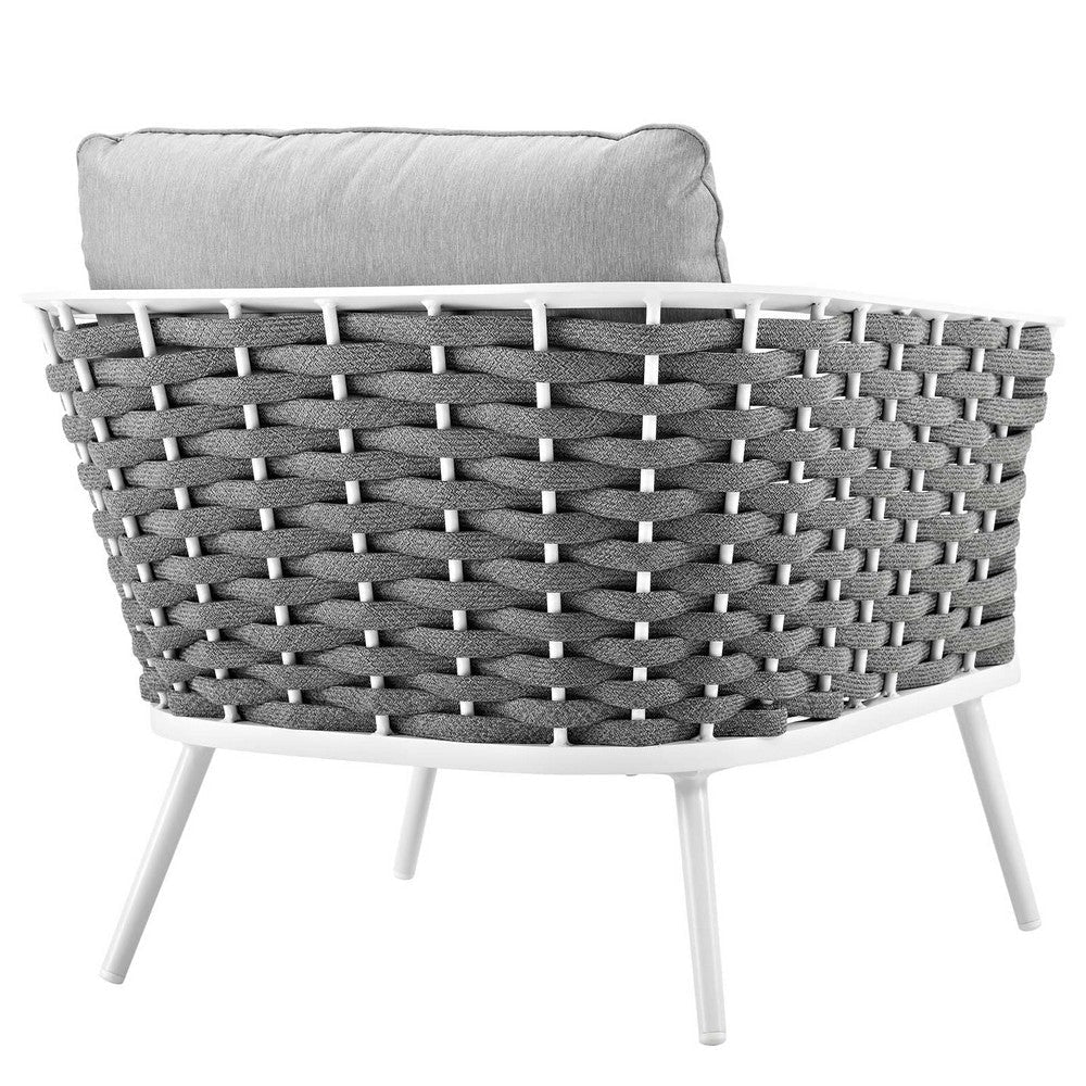 Modway Stance Outdoor Patio Woven Rope Arm Chair in White Gray MDY-EEI-3054-WHI-GRY