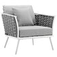 Modway Stance Outdoor Patio Woven Rope Arm Chair in White Gray