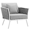 Modway Stance Outdoor Patio Woven Rope Arm Chair in White Gray