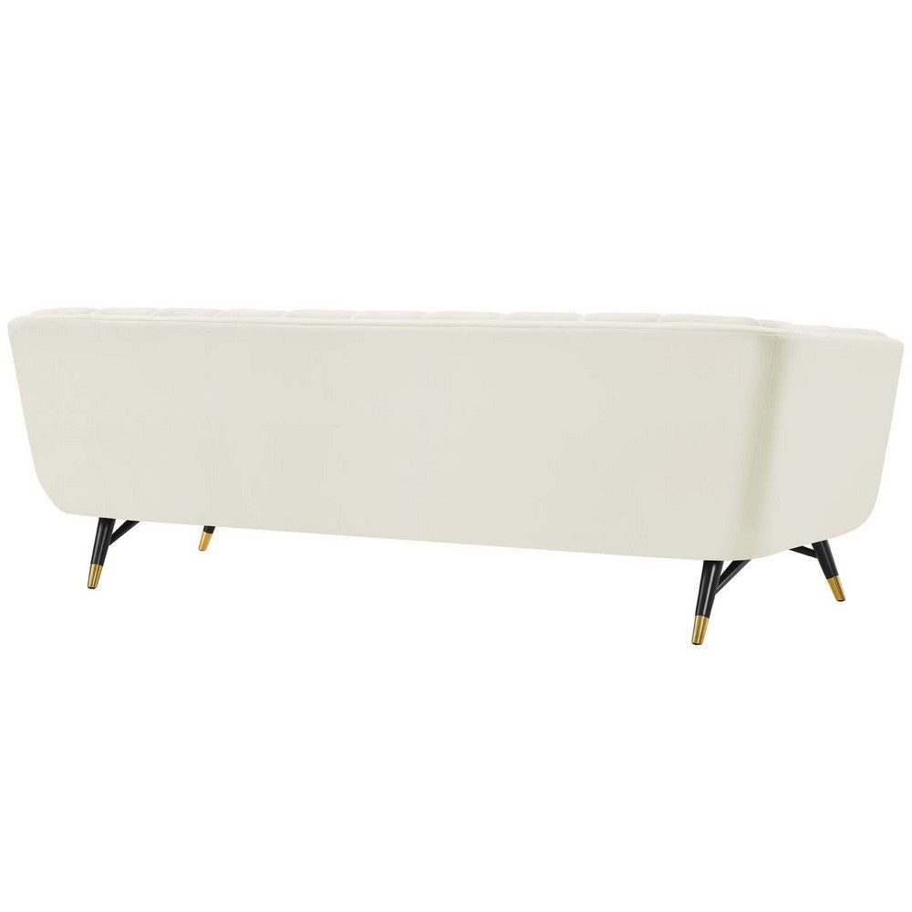 Modway Adept Contemporary Mid-Century Modern Performance Velvet Upholstered Tufted Sofa in Ivory MDY-EEI-3059-IVO