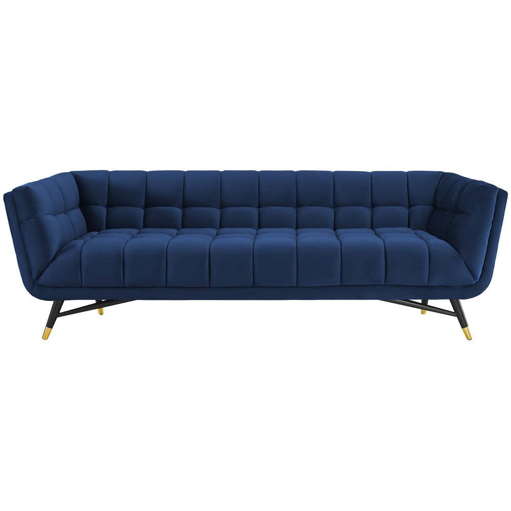 Modway Adept Contemporary Mid-Century Modern Performance Velvet Upholstered Tufted Sofa in Midnight Blue MDY-EEI-3059-MID