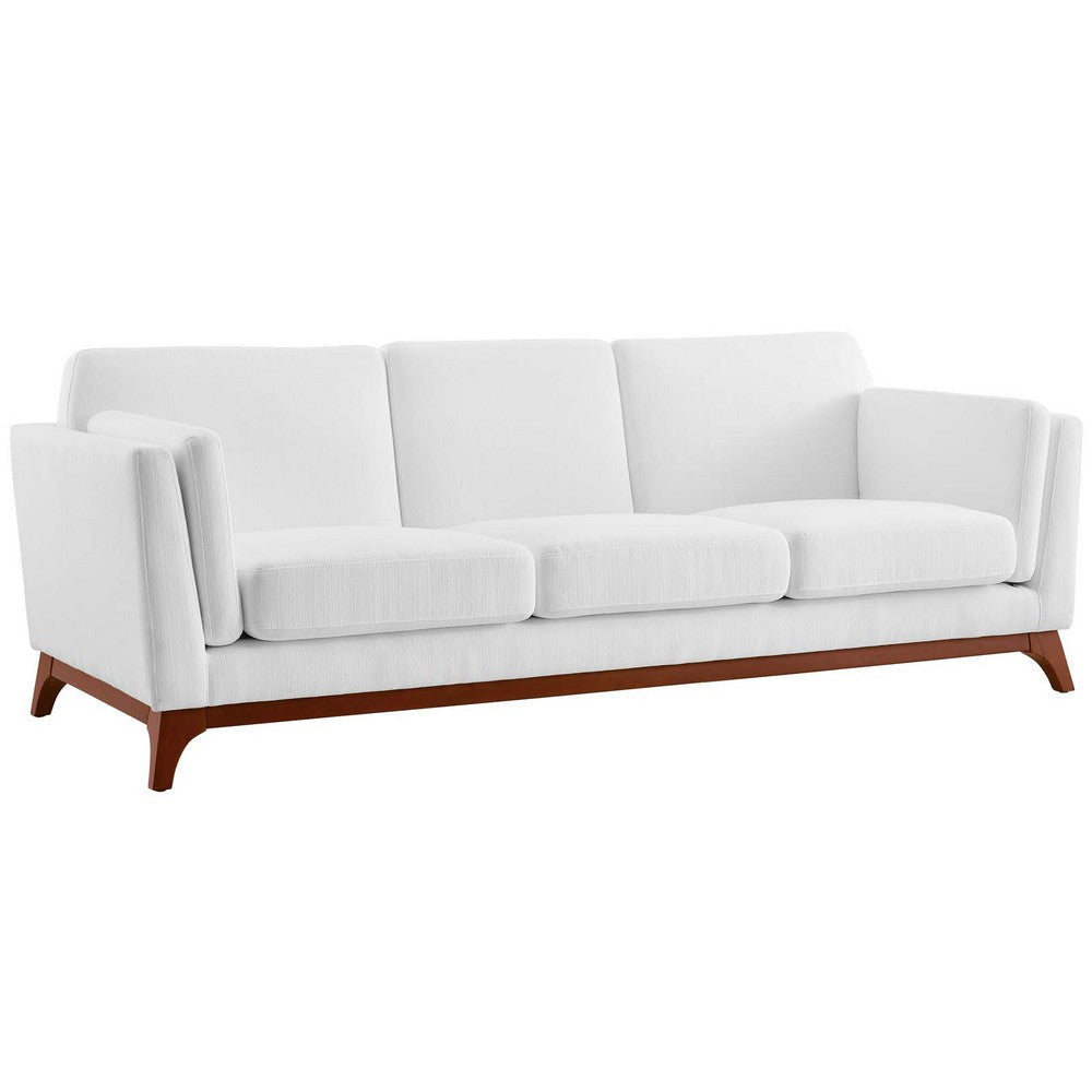 Modway Chance Mid-Century Modern Upholstered Fabric Sofa In White