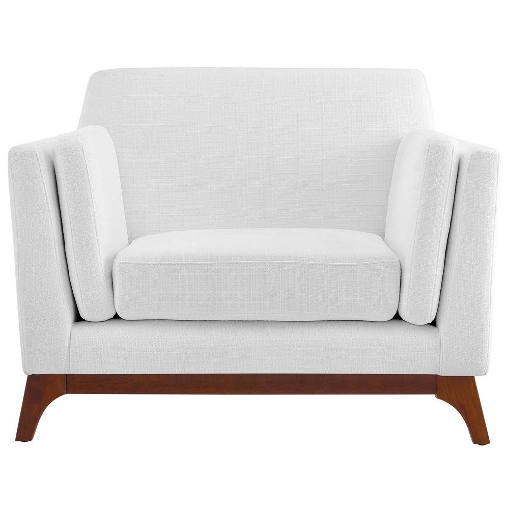 Modway Chance Mid-Century Modern Upholstered Fabric Accent Lounge Arm Chair In White MDY-EEI-3063-WHI