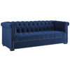 Modway Heritage Tufted Performance Velvet Upholstered Chesterfield Sofa with Nailhead Trim in Midnight Blue