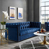 Modway Heritage Tufted Performance Velvet Upholstered Chesterfield Sofa with Nailhead Trim in Midnight Blue MDY-EEI-3064-MID