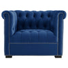 Modway Heritage Tufted Velvet Modern Chesterfield Lounge with Nailhead Trim Armchair Midnight Blue MDY-EEI-3065-MID