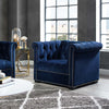 Modway Heritage Tufted Velvet Modern Chesterfield Lounge with Nailhead Trim Armchair Midnight Blue MDY-EEI-3065-MID