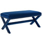 Modway Rivet Contemporary Modern Upholstered Velvet X-Base Accent Bench With Nailhead Trim In Navy