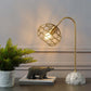 Modway Salient Contemporary Modern Side Table Lamp with Brass Metal Wire Shade and Faux Marble Base