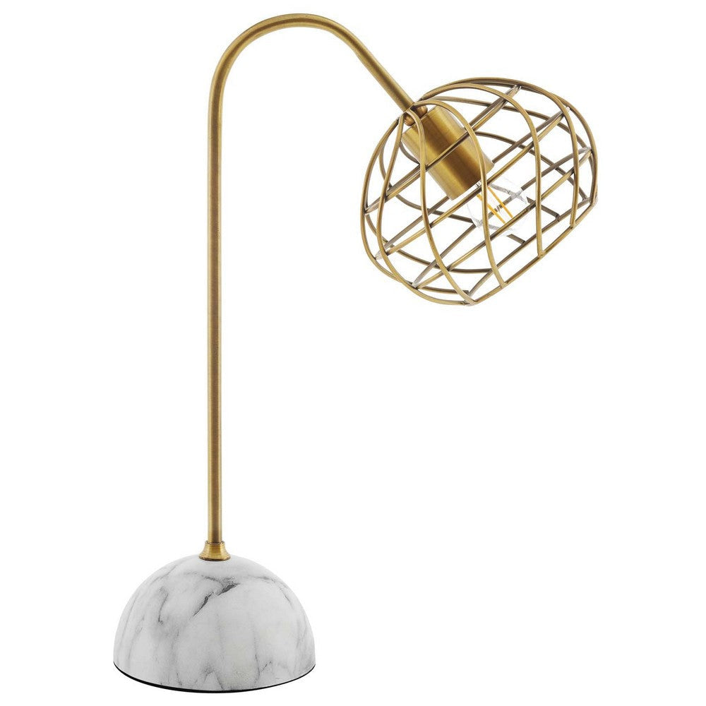 Salient Brass and Faux White Marble Table Lamp - No Shipping Charges MDY-EEI-3086