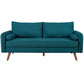 Modway Revive Contemporary Modern Fabric Upholstered Sofa In Teal