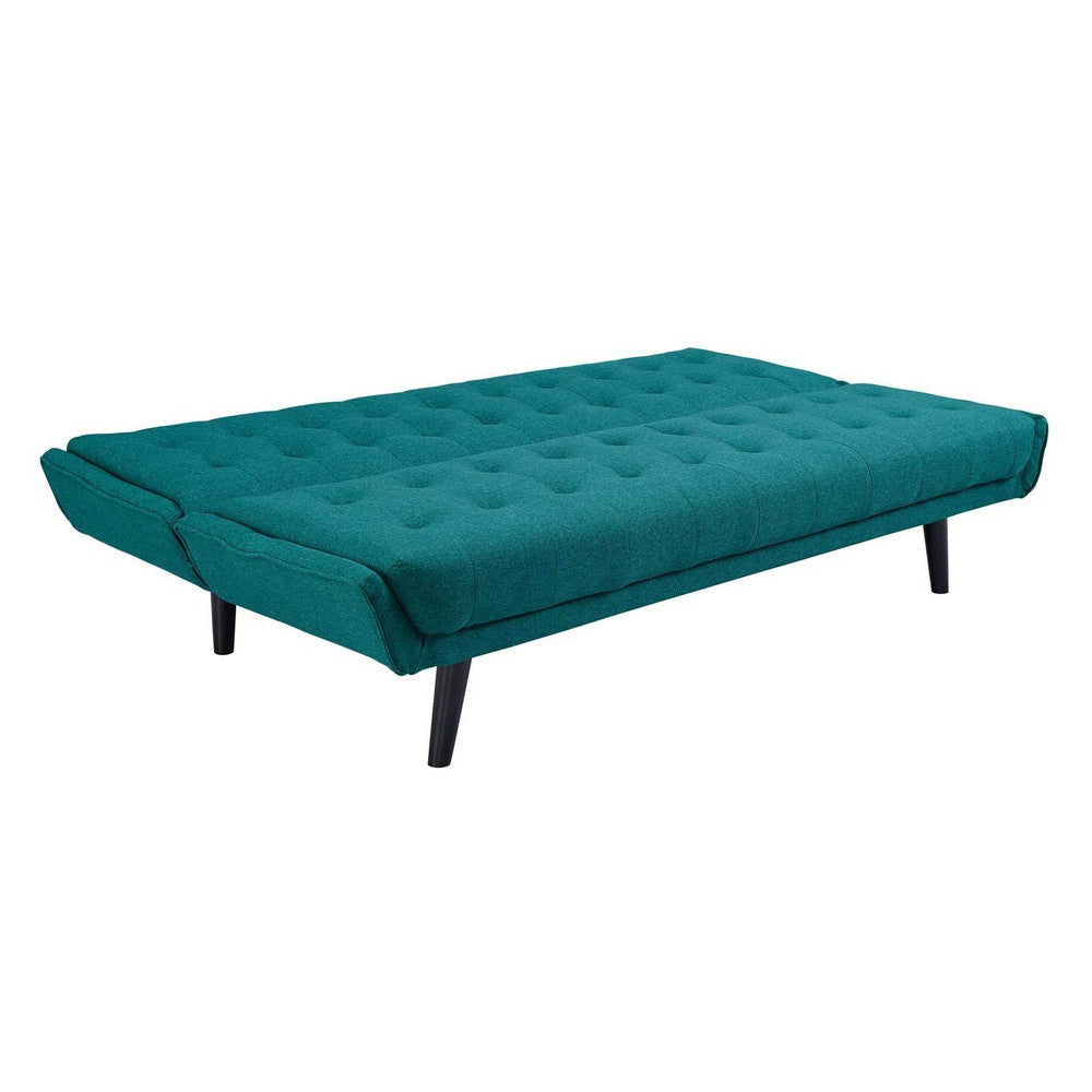 Modway Glance Mid-Century Modern Upholstered Fabric Convertible Futon Sofa Bed Couch In Teal MDY-EEI-3093-TEA