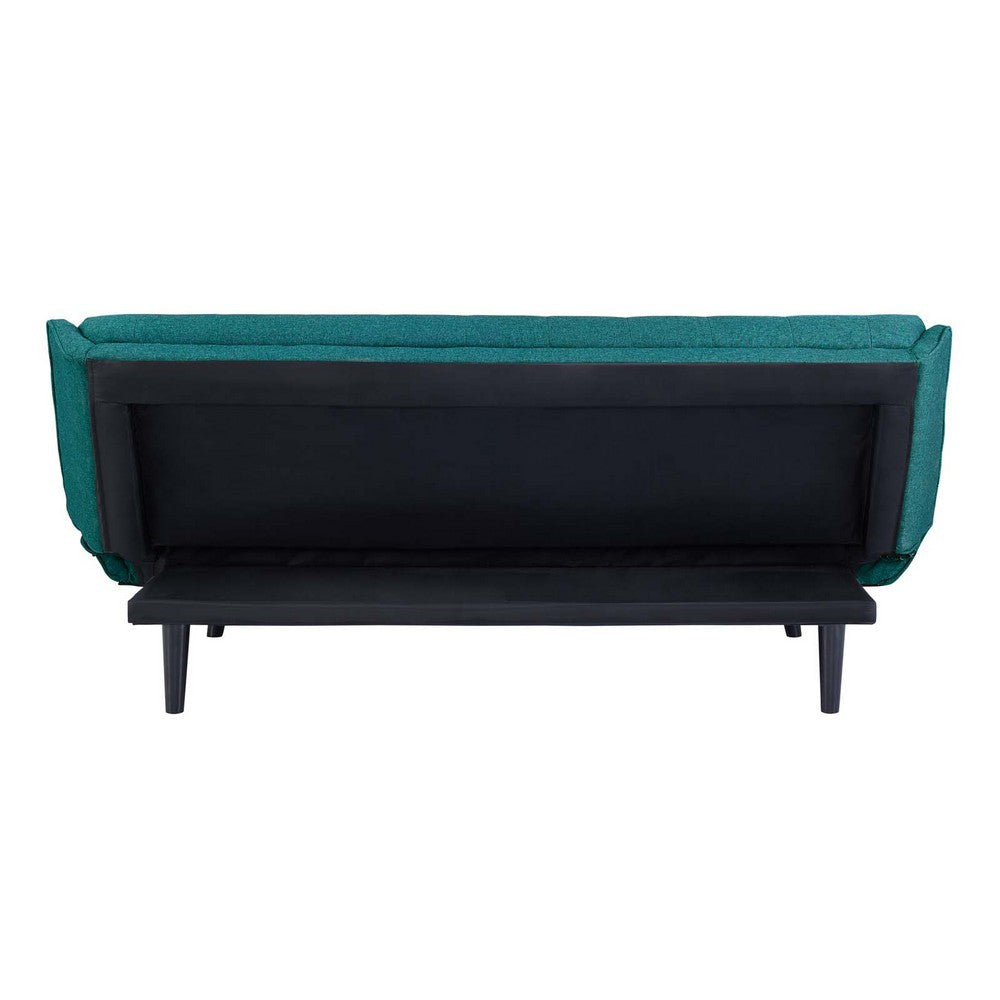 Modway Glance Mid-Century Modern Upholstered Fabric Convertible Futon Sofa Bed Couch In Teal MDY-EEI-3093-TEA