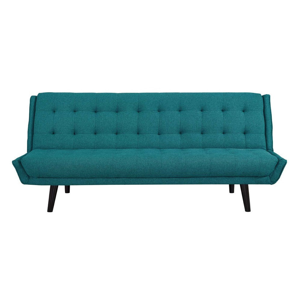 Modway Glance Mid-Century Modern Upholstered Fabric Convertible Futon Sofa Bed Couch In Teal MDY-EEI-3093-TEA