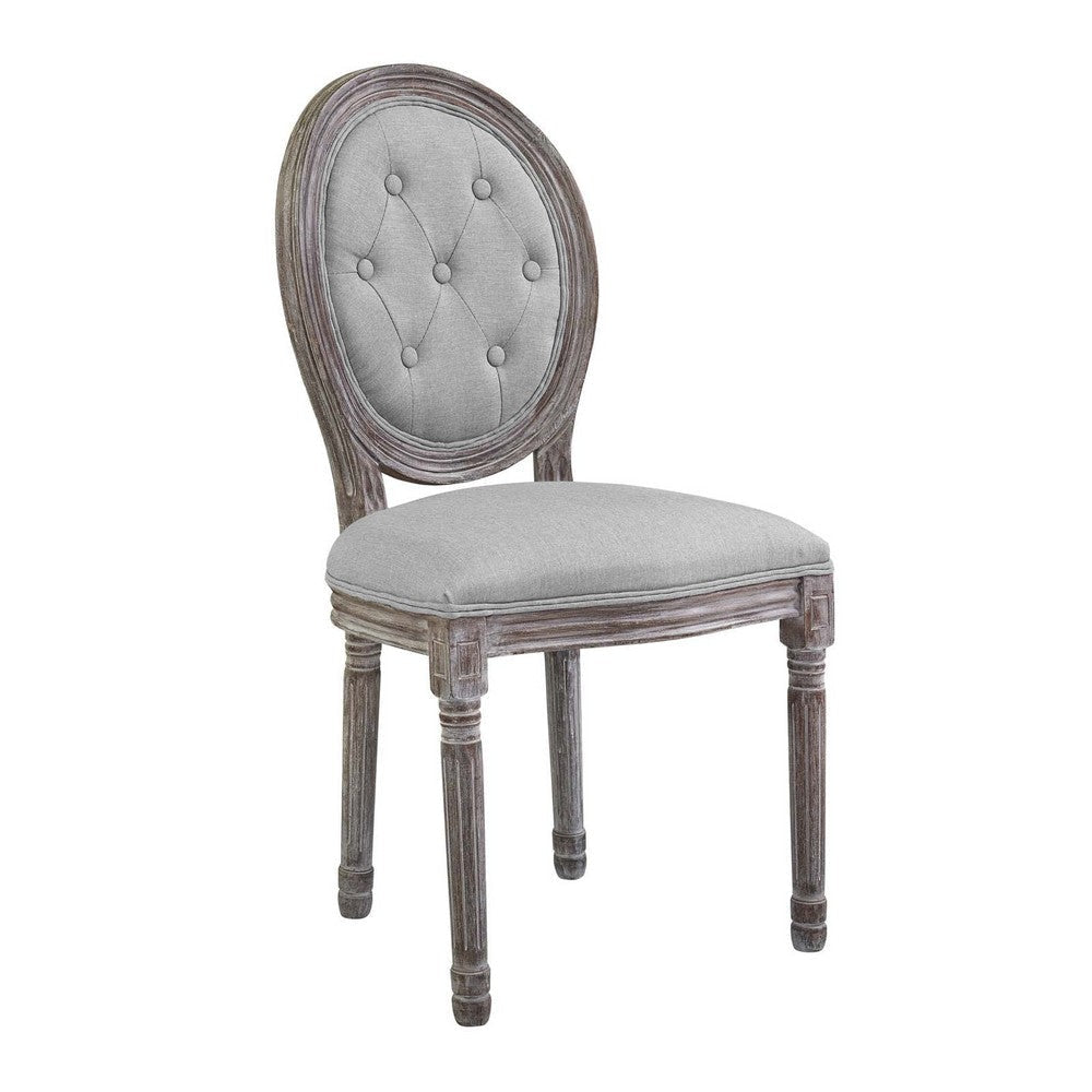 Modway Arise French Vintage Tufted Upholstered Fabric Two Dining Side Chairs in Light Gray MDY-EEI-3105-LGR-SET