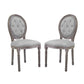 Modway Arise French Vintage Tufted Upholstered Fabric Two Dining Side Chairs in Light Gray