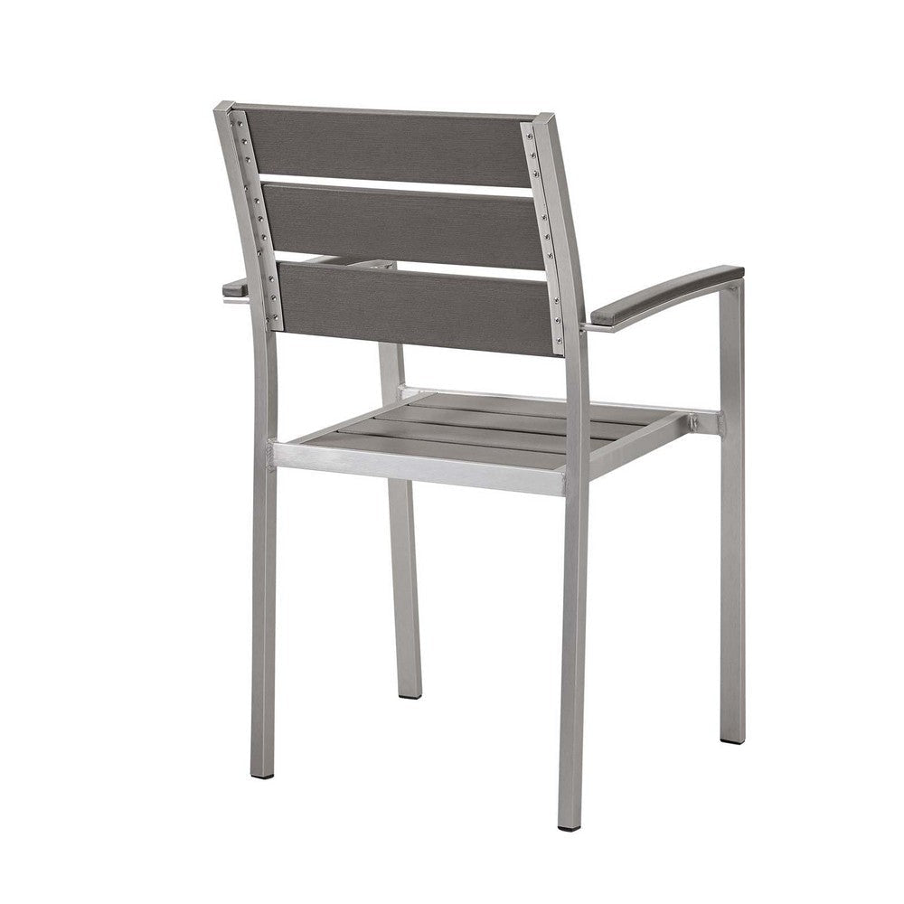 Shore Outdoor Patio Aluminum Dining Armchair - No Shipping Charges MDY-EEI-3130-SLV-GRY