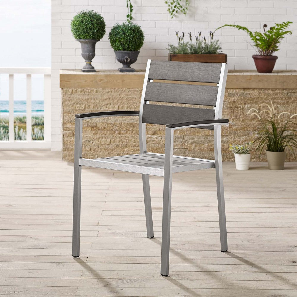 Shore Outdoor Patio Aluminum Dining Armchair - No Shipping Charges MDY-EEI-3130-SLV-GRY