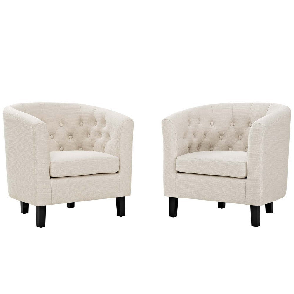 Modway Prospect Upholstered Fabric Contemporary Modern Two Armchairs in Beige