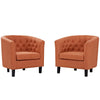 Modway Prospect Upholstered Fabric Contemporary Modern Two Armchairs in Orange