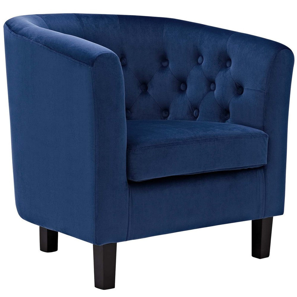 Modway Prospect Performance Velvet Accent Lounge Living Room Armchairs Two Navy MDY-EEI-3153-NAV-SET