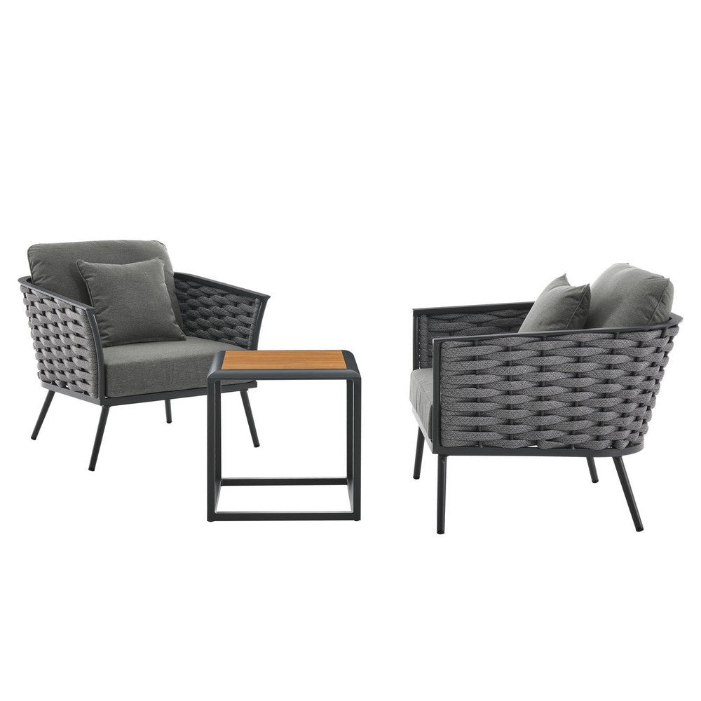 Modway EEI-3163-GRY-CHA-SET Outdoor Patio Sectional Sofa, Gray Charcoal