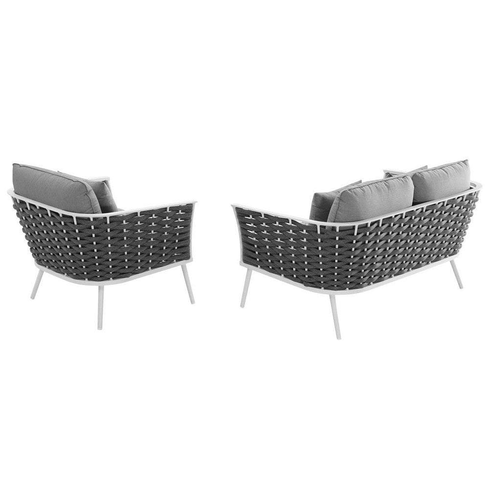 Modway Stance Outdoor Patio Aluminum Loveseat and Armchair White Gray MDY-EEI-3169-WHI-GRY-SET