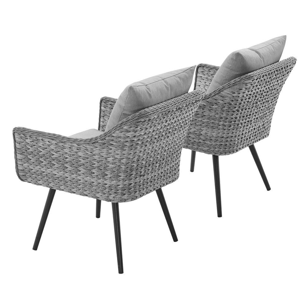 Modway EEI-3176-GRY-GRY-SET Endeavor Outdoor Patio Wicker Rattan Armchair Set of 2 Gray Gray MDY-EEI-3176-GRY-GRY-SET