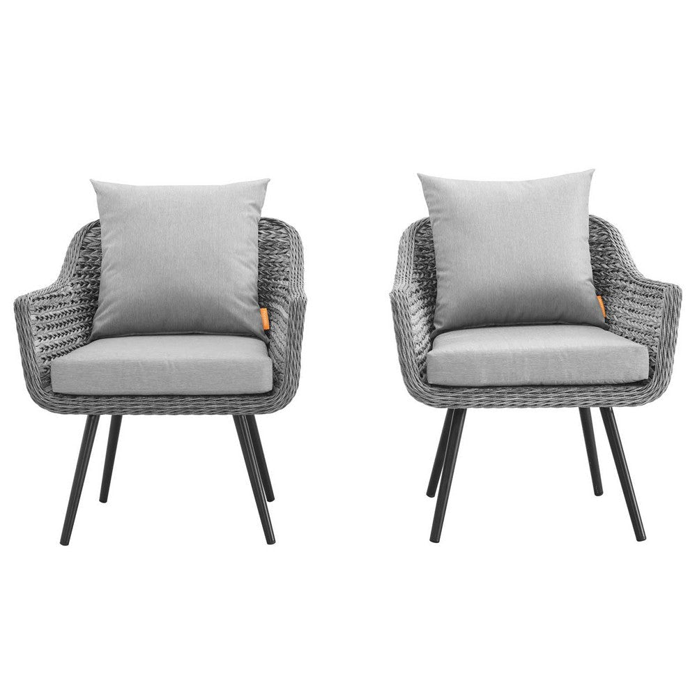 Modway EEI-3176-GRY-GRY-SET Endeavor Outdoor Patio Wicker Rattan Armchair Set of 2 Gray Gray MDY-EEI-3176-GRY-GRY-SET