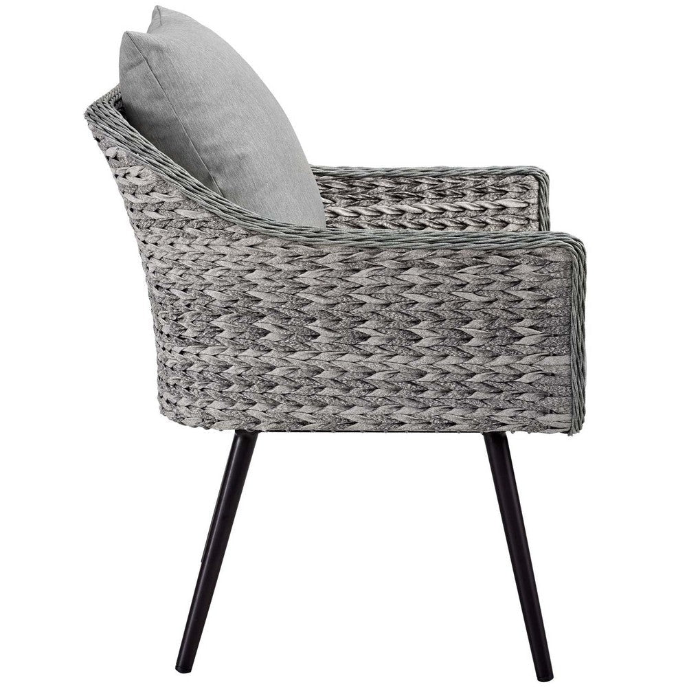 Modway EEI-3176-GRY-GRY-SET Endeavor Outdoor Patio Wicker Rattan Armchair Set of 2 Gray Gray MDY-EEI-3176-GRY-GRY-SET