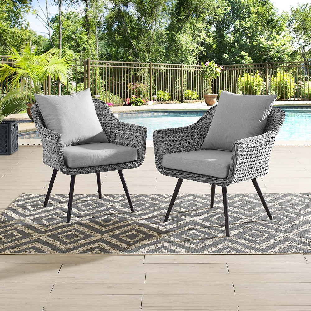 Modway EEI-3176-GRY-GRY-SET Endeavor Outdoor Patio Wicker Rattan Armchair Set of 2 Gray Gray MDY-EEI-3176-GRY-GRY-SET