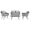 Modway EEI-3177-GRY-GRY-SET Endeavor Outdoor Patio Wicker Rattan Sectional Sofa Set 4 Piece Gray Gray MDY-EEI-3177-GRY-GRY-SET