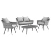 Modway EEI-3177-GRY-GRY-SET Endeavor Outdoor Patio Wicker Rattan Sectional Sofa Set, 4 Piece, Gray Gray