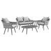 Modway Endeavor Outdoor Patio Wicker Rattan Set of 5 in Gray