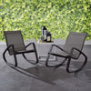 Modway Traveler Outdoor Patio Aluminum Mesh Rocking Sling Gliders Two Lounge Chairs Black MDY-EEI-3180-BLK-BLK-SET