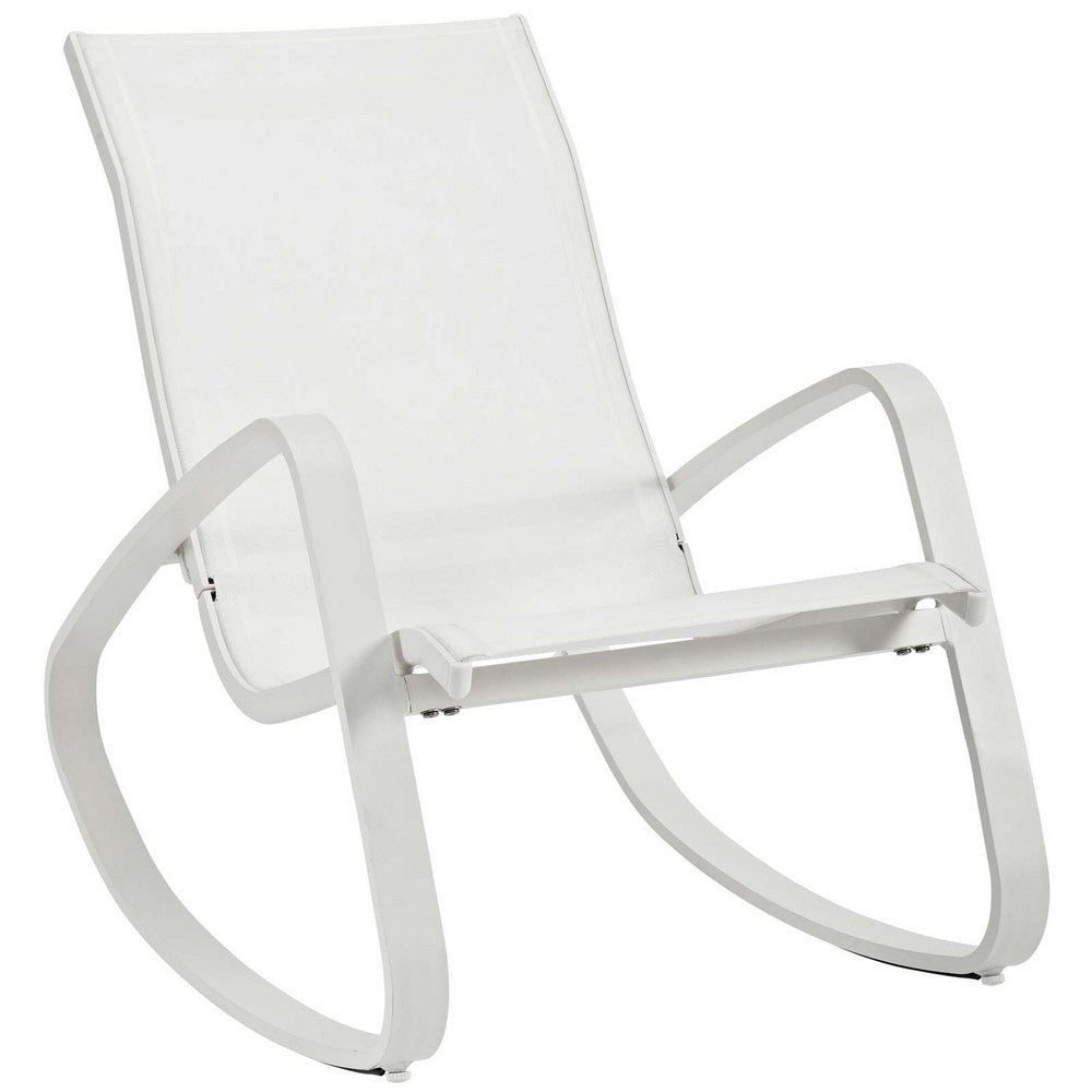 Modway Traveler Outdoor Patio Aluminum Mesh Rocking Sling Gliders Two Lounge Chairs White MDY-EEI-3180-WHI-WHI-SET