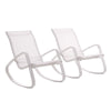 Modway Traveler Outdoor Patio Aluminum Mesh Rocking Sling Gliders, Two Lounge Chairs, White