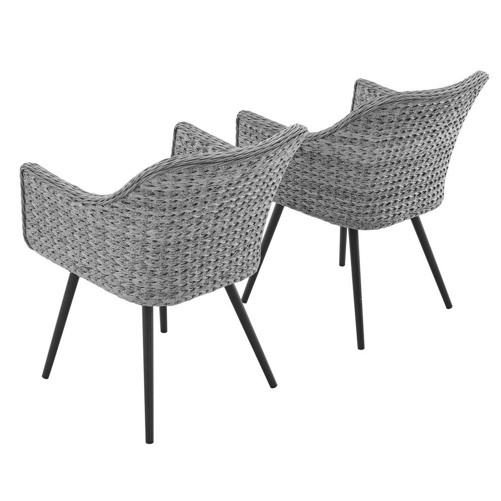 Modway EEI-3181-GRY-GRY-SET Endeavor Outdoor Patio Wicker Rattan Dining Armchair Set of 2 Gray MDY-EEI-3181-GRY-GRY-SET