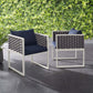 Modway Stance Outdoor Patio Aluminum Dining Armchair Set of 2 White Navy MDY-EEI-3183-WHI-NAV-SET