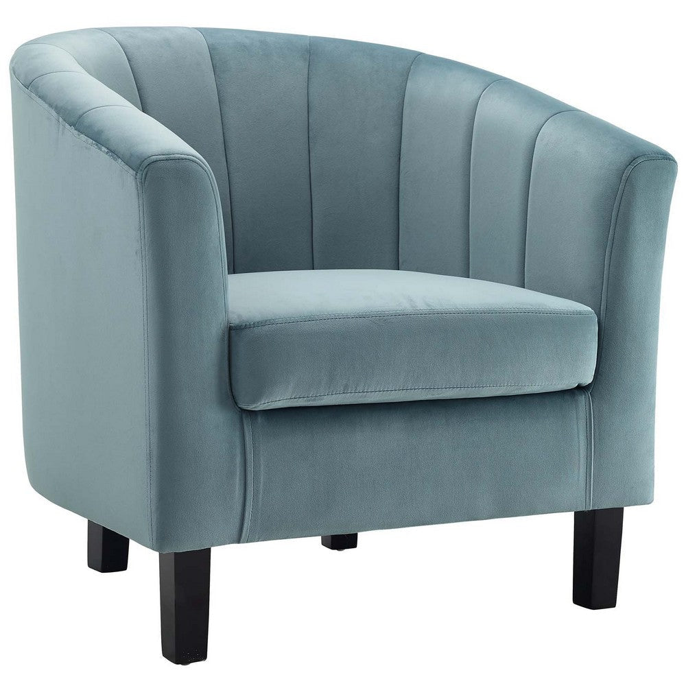 Prospect Channel Tufted Upholstered Velvet Armchair - No Shipping Charges MDY-EEI-3188-LBU